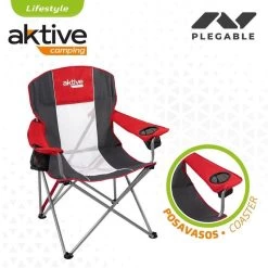 AKTIVE - Chaise De Camping XL Avec Porte-Gobelet -Activités De Plein Air aktive chaise de camping xl avec porte gobelet 2
