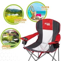 AKTIVE - Chaise De Camping XL Avec Porte-Gobelet -Activités De Plein Air aktive chaise de camping xl avec porte gobelet 4