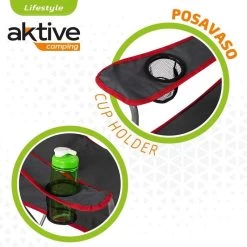 AKTIVE - Chaise Pliante Camping 64,50x49,50x82 Cm, Gris Foncé Et Rouge -Activités De Plein Air aktive chaise pliante camping 6450x4950x82 cm gris fonce et rouge 2