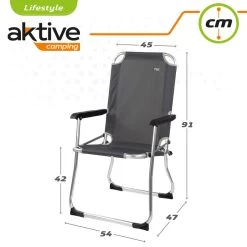 AKTIVE - Chaise Pliante Camping Fixe En Aluminium 54 X 57 X 91 Cm, Gris -Activités De Plein Air aktive chaise pliante camping fixe en aluminium 54 x 57 x 91 cm gris 5
