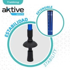 AKTIVE Jeu De 2 Bâtons De Trekking En Aluminium 67-135 Cm, Noir Et Bleu -Activités De Plein Air aktive jeu de 2 batons de trekking en aluminium 67 135 cm noir et bleu 3