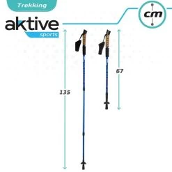 AKTIVE Jeu De 2 Bâtons De Trekking En Aluminium 67-135 Cm, Noir Et Bleu -Activités De Plein Air aktive jeu de 2 batons de trekking en aluminium 67 135 cm noir et bleu 5