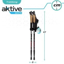 AKTIVE Jeu De 2 Bâtons De Trekking En Aluminium 67-135 Cm, Noir Et Bleu -Activités De Plein Air aktive jeu de 2 batons de trekking en aluminium 67 135 cm noir et bleu 6