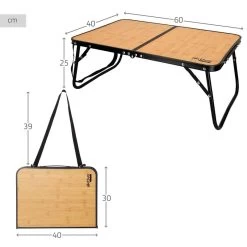 AKTIVE - Table De Camping Pliante Effet Bambou, 60x40x25 Cm -Activités De Plein Air aktive table de camping pliante effet bambou 60x40x25 cm 3