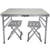 AKTIVE - Table Pliante Avec 2 Tabourets Et Poignée De Transpor, Gris 2 AKTIVE - Table Pliante Avec 2 Tabourets Et Poignée De Transpor, Gris -Activités De Plein Air aktive table pliante avec 2 tabourets et poignee de transpor gris