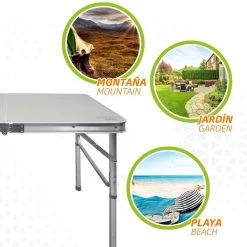 AKTIVE - Table Pliante Avec 2 Tabourets Et Poignée De Transpor, Gris 9 AKTIVE - Table Pliante Avec 2 Tabourets Et Poignée De Transpor, Gris -Activités De Plein Air aktive table pliante avec 2 tabourets et poignee de transpor gris 3