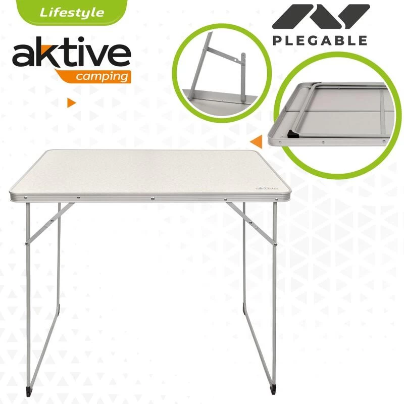 AKTIVE - Table Pliante En Aluminium Et Bois. Table De Camping 80x60x70 Cm 5 AKTIVE - Table Pliante En Aluminium Et Bois. Table De Camping 80x60x70 Cm – Image 3