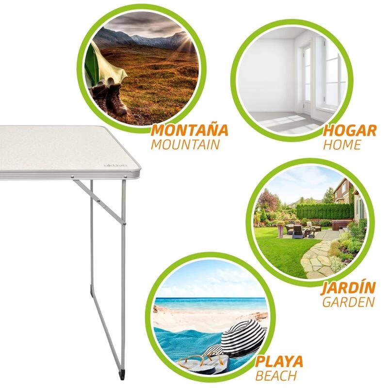 AKTIVE - Table Pliante En Aluminium Et Bois. Table De Camping 80x60x70 Cm 6 AKTIVE - Table Pliante En Aluminium Et Bois. Table De Camping 80x60x70 Cm – Image 4