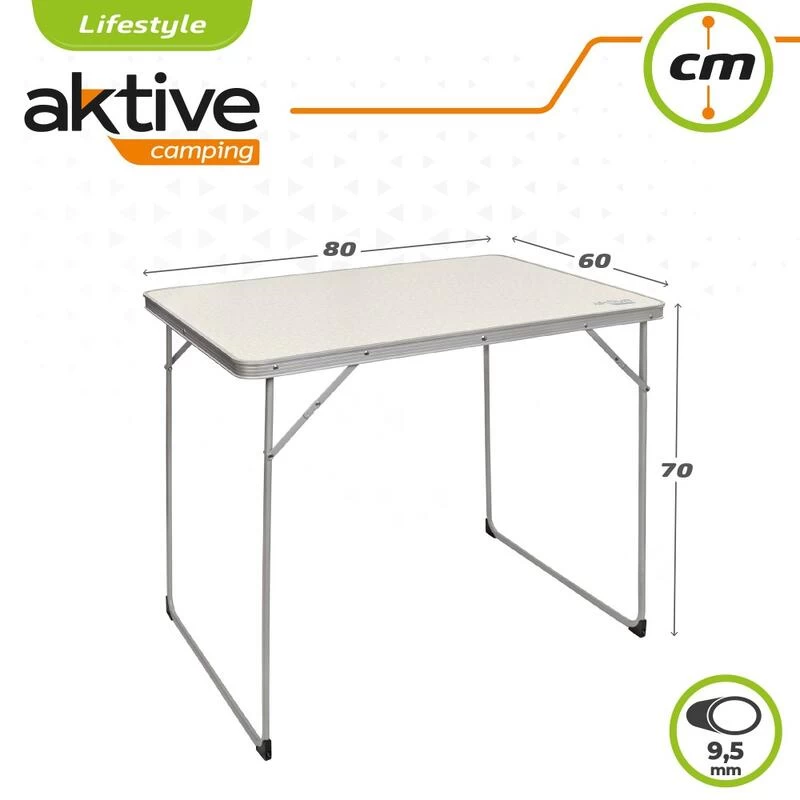 AKTIVE - Table Pliante En Aluminium Et Bois. Table De Camping 80x60x70 Cm 8 AKTIVE - Table Pliante En Aluminium Et Bois. Table De Camping 80x60x70 Cm – Image 6