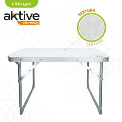 AKTIVE - Table Pliante . Table Basse Blanche En Aluminium - 40x60x40 Cm -Activités De Plein Air aktive table pliante table basse blanche en aluminium 40x60x40 cm 2