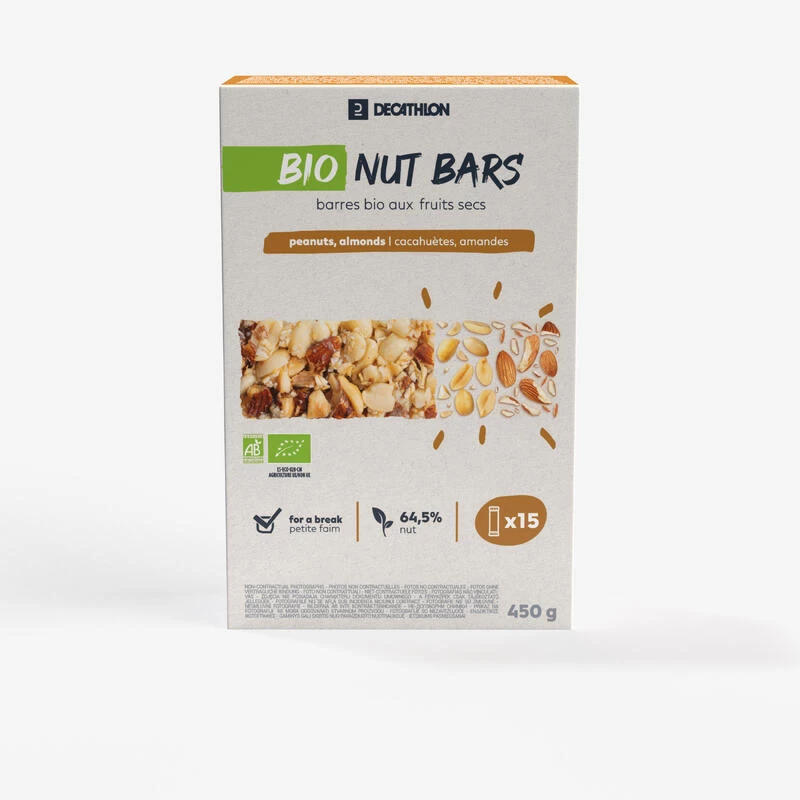 Decathlon BARRES CACAHUÈTES ET AMANDES BIO X15 3 Decathlon BARRES CACAHUÈTES ET AMANDES BIO X15