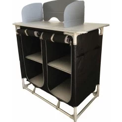 BAYASUN Meuble De Cuisine 4 Étagères Pieds Réglables Gris -Activités De Plein Air bayasun meuble de cuisine 4 etageres pieds reglables gris 1