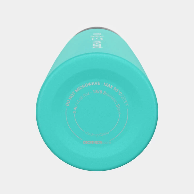 Quechua Bouteille Isotherme Inox 0,4L Avec Gobelet Pour La Randonnée - Turquoise 11 Quechua Bouteille Isotherme Inox 0,4L Avec Gobelet Pour La Randonnée - Turquoise – Image 9