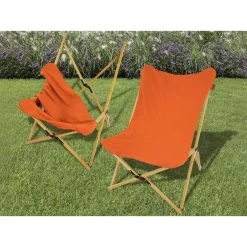 Chaise Longue Tofte - Chaise Relax De Camping - Pliable - Max. 120 Kg - Orange -Activités De Plein Air chaise longue tofte chaise relax de camping pliable max 120 kg orange 4