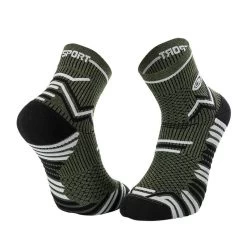 BV Sport Chaussettes TRAIL ULTRA Vert Kaki-noir