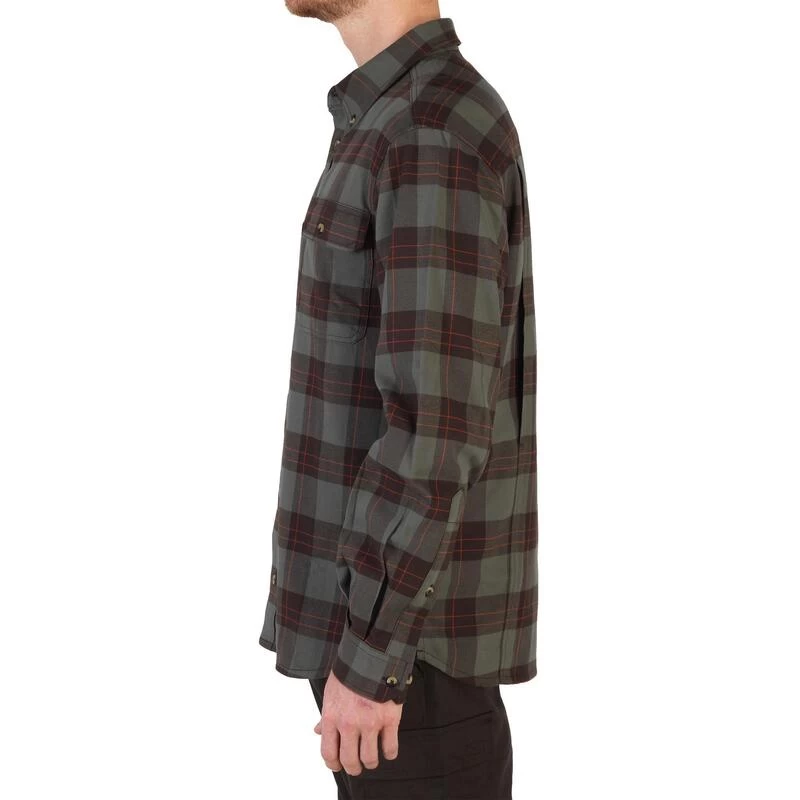 Chemise Manches Longues Chasse Coton Chaude Homme - 500 Carreaux Vert 6 Chemise Manches Longues Chasse Coton Chaude Homme - 500 Carreaux Vert – Image 4
