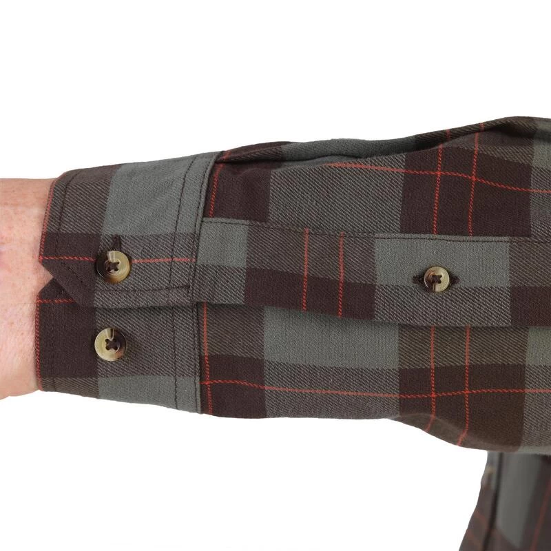 Chemise Manches Longues Chasse Coton Chaude Homme - 500 Carreaux Vert 12 Chemise Manches Longues Chasse Coton Chaude Homme - 500 Carreaux Vert – Image 10
