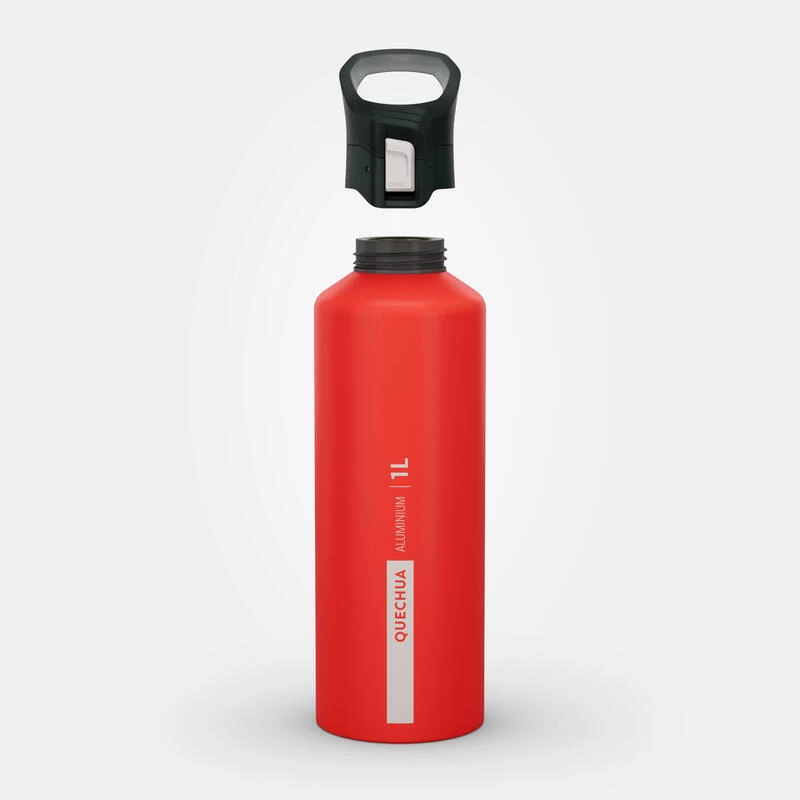 Quechua Gourde Alu 1L Avec Bouchon à Ouverture Rapide Pour La Randonnée - Rouge 4 Quechua Gourde Alu 1L Avec Bouchon à Ouverture Rapide Pour La Randonnée - Rouge – Image 2