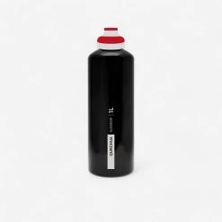 Quechua Gourde Randonnée 500 Bouchon Ouverture Rapide 1 Litre Aluminium Noir
