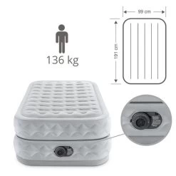 Intex Matelas Gonflable - 1-Person - 99 X 191 X 51 Cm - Gris -Activités De Plein Air intex matelas gonflable 1 person 99 x 191 x 51 cm gris 3