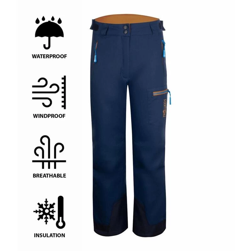 TROLLKIDS Pantalon De Ski Enfant Hallingdal Imperméable Et Respirant Bleu Marine/bronze 5 TROLLKIDS Pantalon De Ski Enfant Hallingdal Imperméable Et Respirant Bleu Marine/bronze – Image 3