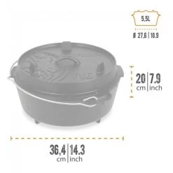 Petromax Dutch Oven FT6-6QT (avec Pieds) Ensemble - Poêle + Levier De Couvercle -Activités De Plein Air petromax dutch oven ft6 6qt avec pieds ensemble poele levier de couvercle 1