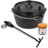 Petromax Dutch Oven FT9-9QT (Sans Pieds) Set - Poêle + Levier De Couvercle + -Activités De Plein Air petromax dutch oven ft9 9qt sans pieds set poele levier de couvercle