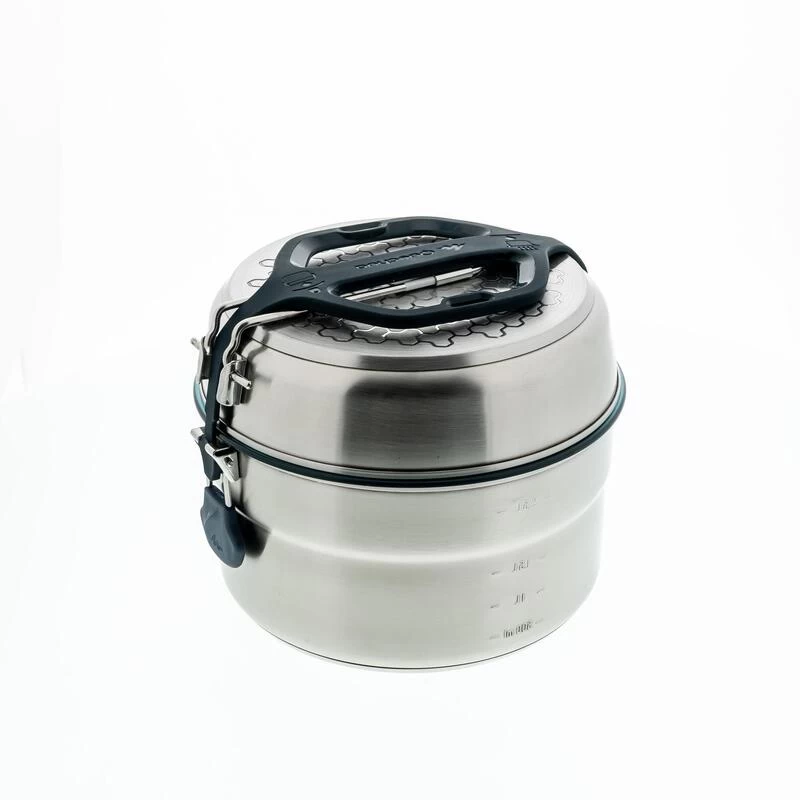 Quechua Popote Camp Du Randonneur MH500 Inox + Revêtement Anti-adhésif 4 Personnes 3,5L 5 Quechua Popote Camp Du Randonneur MH500 Inox + Revêtement Anti-adhésif 4 Personnes 3,5L – Image 3