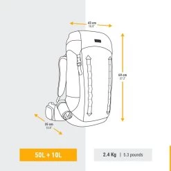 Sac à Dos De Trekking Femme 50+10 L - MT900 SYMBIUM -Activités De Plein Air sac a dos de trekking femme 5010 l mt900 symbium 2