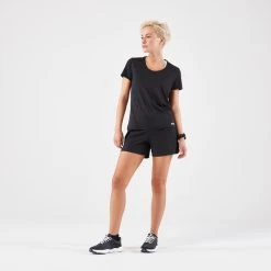 Kalenji T-shirt De Running Respirant Femme - KIPRUN Run 100 Noir -Activités De Plein Air t shirt de running respirant femme kiprun run 100 noir 1