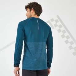 T-SHIRT RUNNING HOMME RESPIRANT MANCHE LONGUE - KIPRUN CARE BLEU PETROLE LTD -Activités De Plein Air t shirt running homme respirant manche longue kiprun care bleu petrole ltd 2
