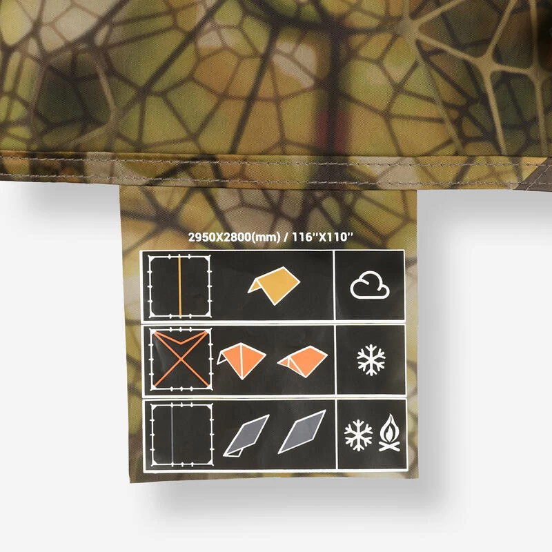 TARP Bushcraft 2,95x2,8 M Imperméable Camouflage Furtiv 6 TARP Bushcraft 2,95x2,8 M Imperméable Camouflage Furtiv – Image 4