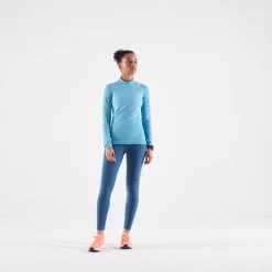 TEE SHIRT MANCHES LONGUES RUNNING SANS COUTURES FEMME - KIPRUN SKINCARE BLEU -Activités De Plein Air tee shirt manches longues running sans coutures femme kiprun skincare bleu 1