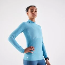 TEE SHIRT MANCHES LONGUES RUNNING SANS COUTURES FEMME - KIPRUN SKINCARE BLEU -Activités De Plein Air tee shirt manches longues running sans coutures femme kiprun skincare bleu 4