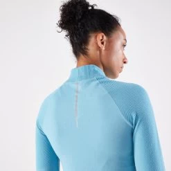 TEE SHIRT MANCHES LONGUES RUNNING SANS COUTURES FEMME - KIPRUN SKINCARE BLEU -Activités De Plein Air tee shirt manches longues running sans coutures femme kiprun skincare bleu 5