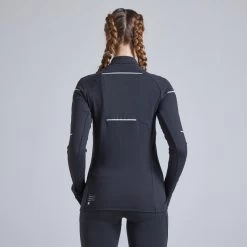 TEE SHIRT RUNNING MANCHES LONGUES HIVER FEMME KIPRUN WARM LIGHT NOIR ROSE -Activités De Plein Air tee shirt running manches longues hiver femme kiprun warm light noir rose 6