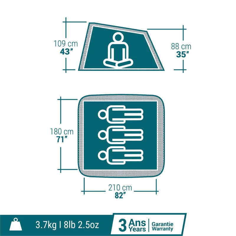 Quechua Tente De Camping - 2 SECONDS - 3 Places 4 Quechua Tente De Camping - 2 SECONDS - 3 Places – Image 2