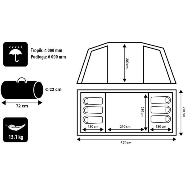 Tente De Camping Familiale Peme Bojan 6 Personnes 2 Chambres 4 Tente De Camping Familiale Peme Bojan 6 Personnes 2 Chambres – Image 2