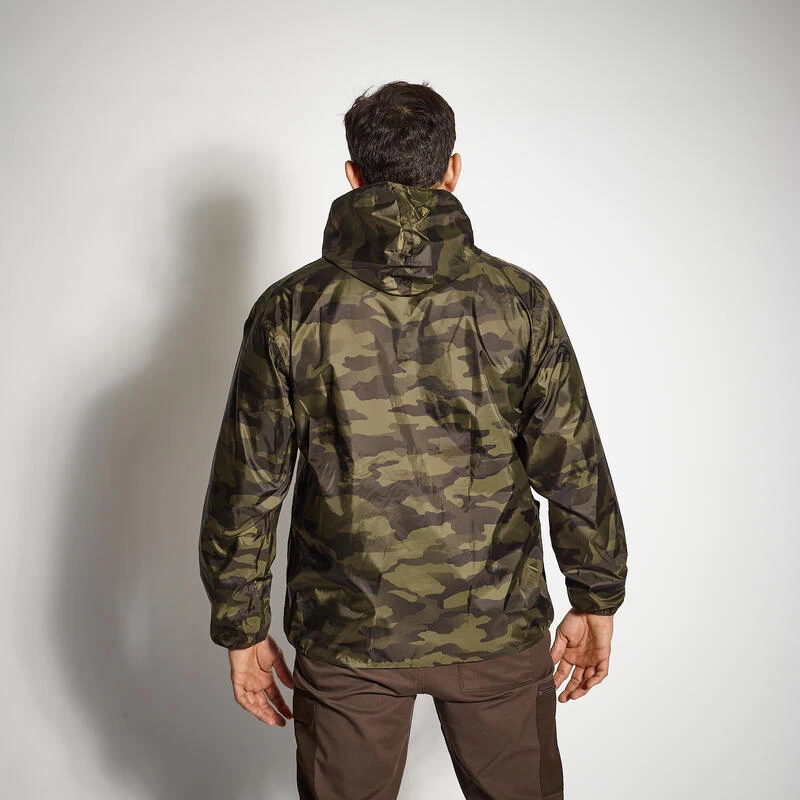 VESTE CHASSE IMPERMÉABLE LEGERE CAMO VERTE 100 5 VESTE CHASSE IMPERMÉABLE LEGERE CAMO VERTE 100 – Image 3