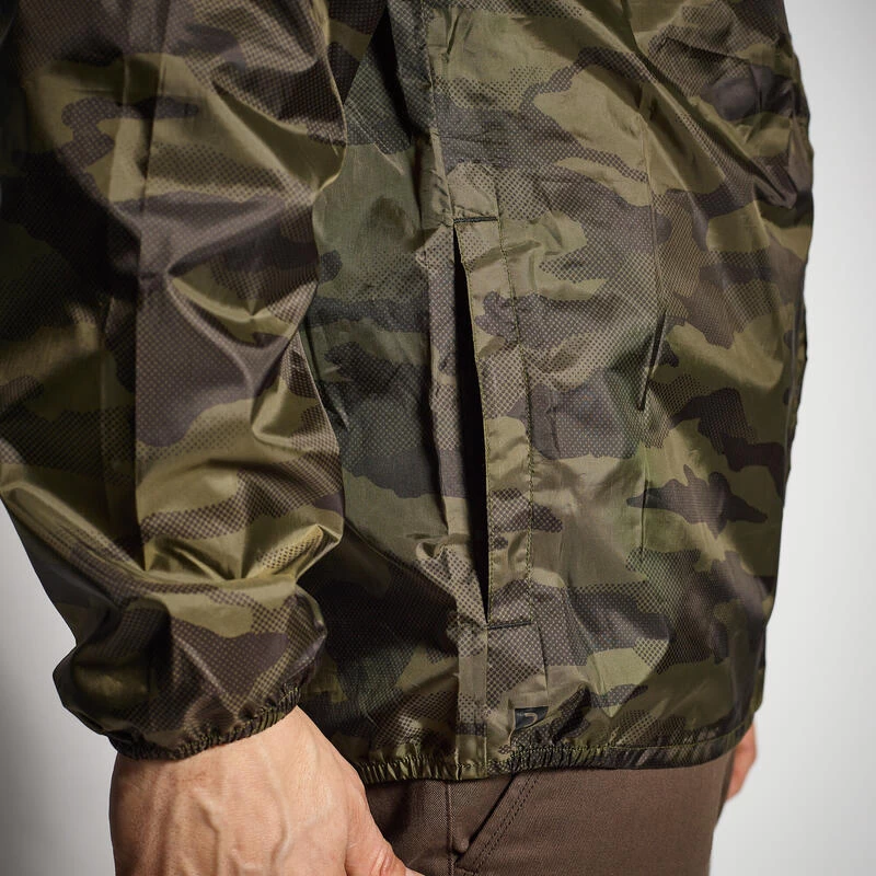 VESTE CHASSE IMPERMÉABLE LEGERE CAMO VERTE 100 6 VESTE CHASSE IMPERMÉABLE LEGERE CAMO VERTE 100 – Image 4