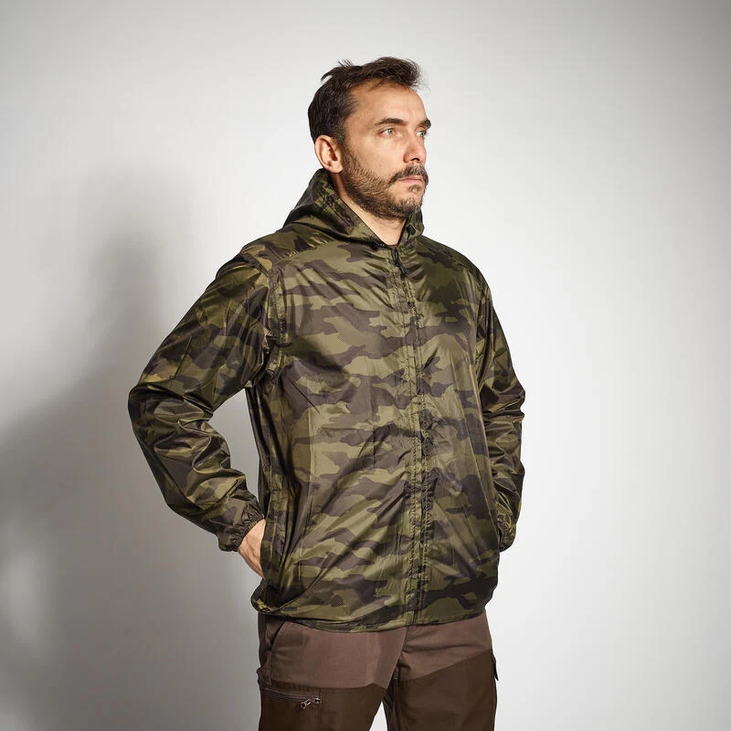 VESTE CHASSE IMPERMÉABLE LEGERE CAMO VERTE 100 7 VESTE CHASSE IMPERMÉABLE LEGERE CAMO VERTE 100 – Image 5