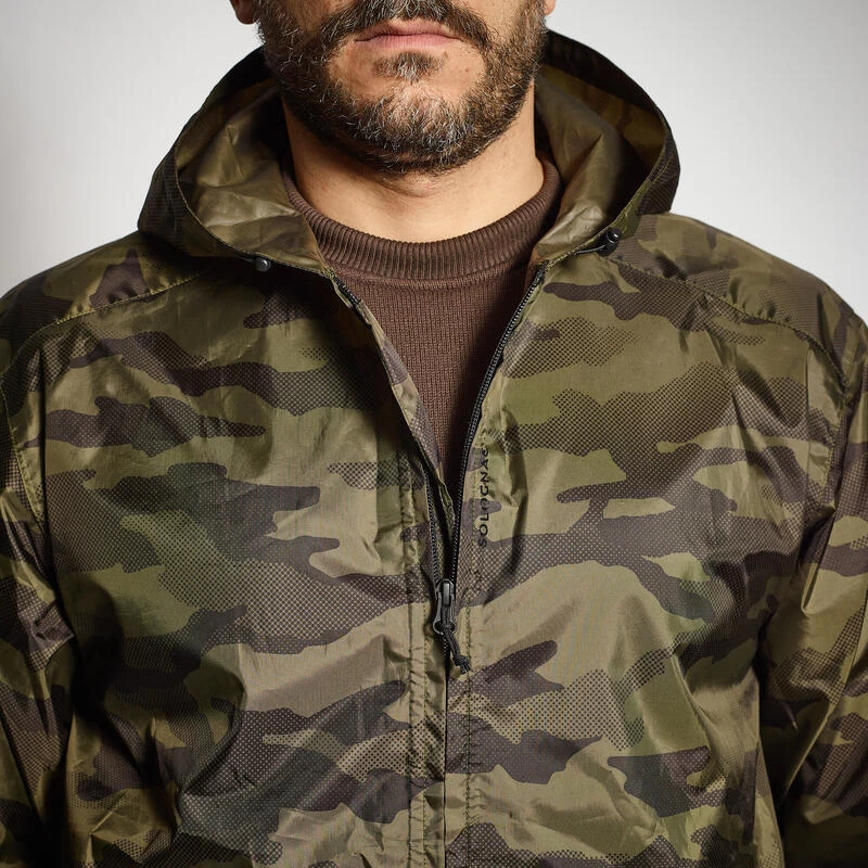VESTE CHASSE IMPERMÉABLE LEGERE CAMO VERTE 100 8 VESTE CHASSE IMPERMÉABLE LEGERE CAMO VERTE 100 – Image 6