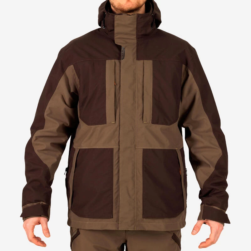 VESTE CHASSE IMPERMEABLE RENFORT MARRON 500 3 VESTE CHASSE IMPERMEABLE RENFORT MARRON 500 – Image 2