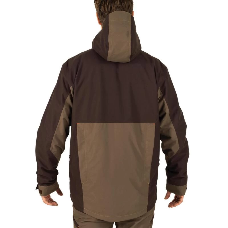 VESTE CHASSE IMPERMEABLE RENFORT MARRON 500 5 VESTE CHASSE IMPERMEABLE RENFORT MARRON 500 – Image 4