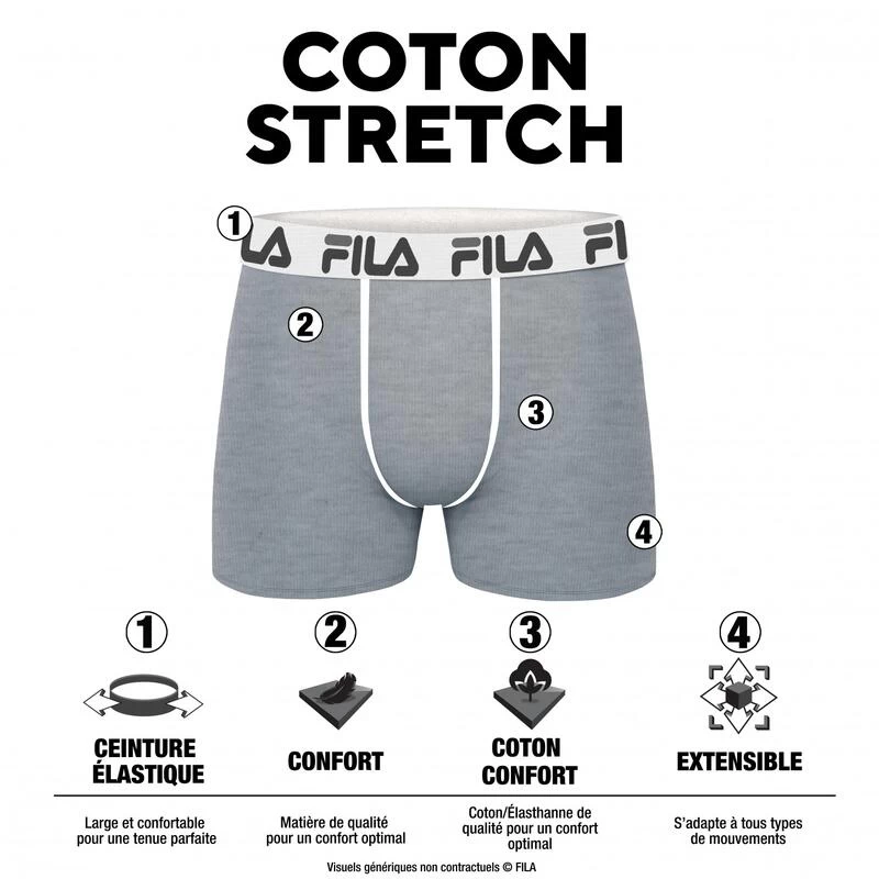 X2 Boxers Noir/Marine Homme Fila FU5040 4 X2 Boxers Noir/Marine Homme Fila FU5040 – Image 2